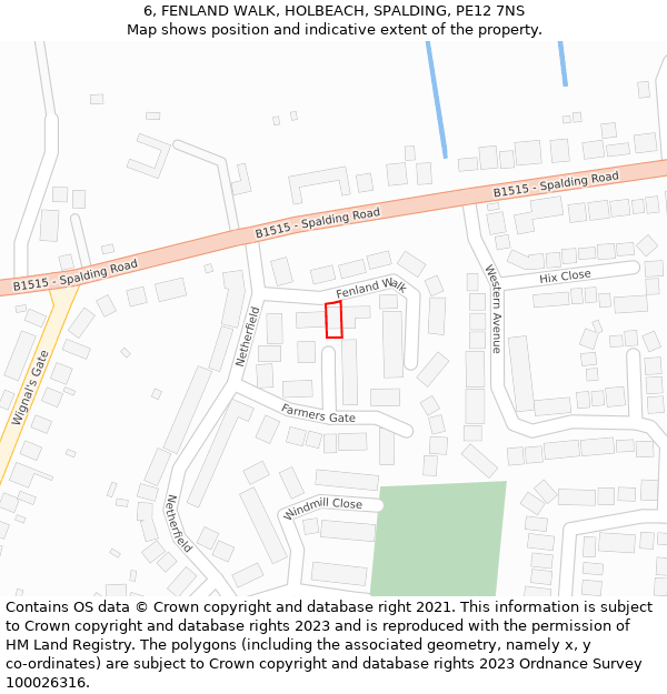 6, FENLAND WALK, HOLBEACH, SPALDING, PE12 7NS: Location map and indicative extent of plot