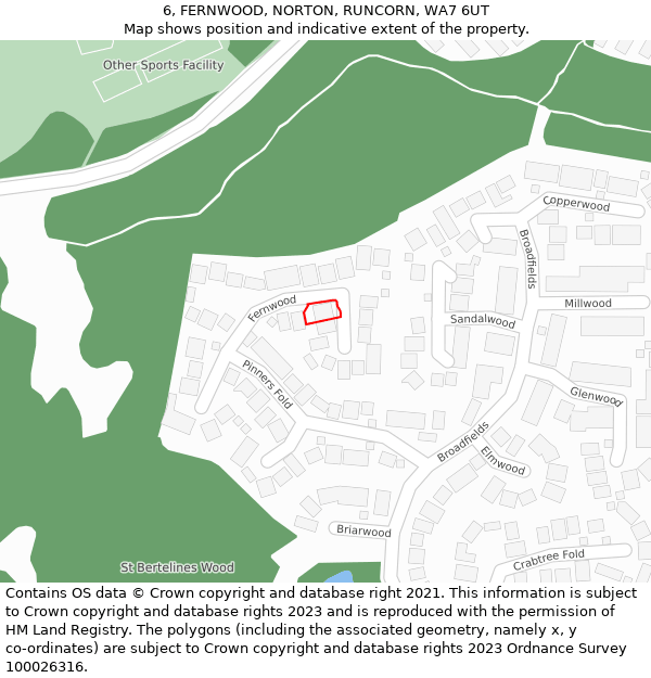 6, FERNWOOD, NORTON, RUNCORN, WA7 6UT: Location map and indicative extent of plot