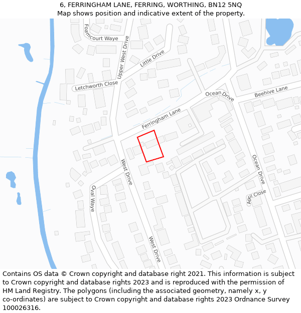 6, FERRINGHAM LANE, FERRING, WORTHING, BN12 5NQ: Location map and indicative extent of plot