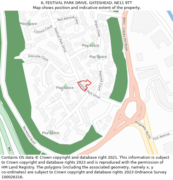 6, FESTIVAL PARK DRIVE, GATESHEAD, NE11 9TT: Location map and indicative extent of plot