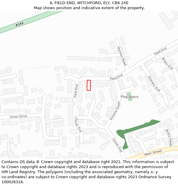 6, FIELD END, WITCHFORD, ELY, CB6 2XE: Location map and indicative extent of plot