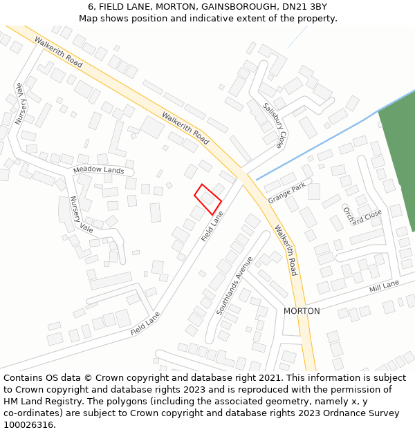 6, FIELD LANE, MORTON, GAINSBOROUGH, DN21 3BY: Location map and indicative extent of plot