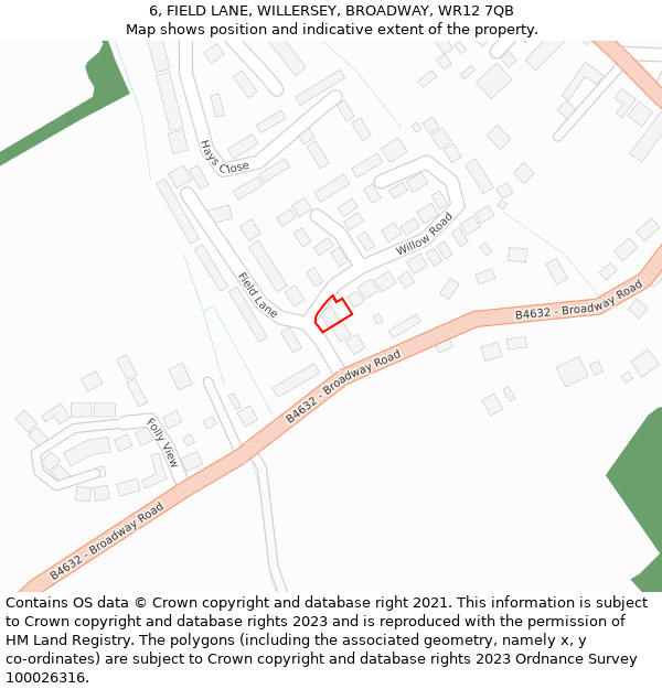 6, FIELD LANE, WILLERSEY, BROADWAY, WR12 7QB: Location map and indicative extent of plot