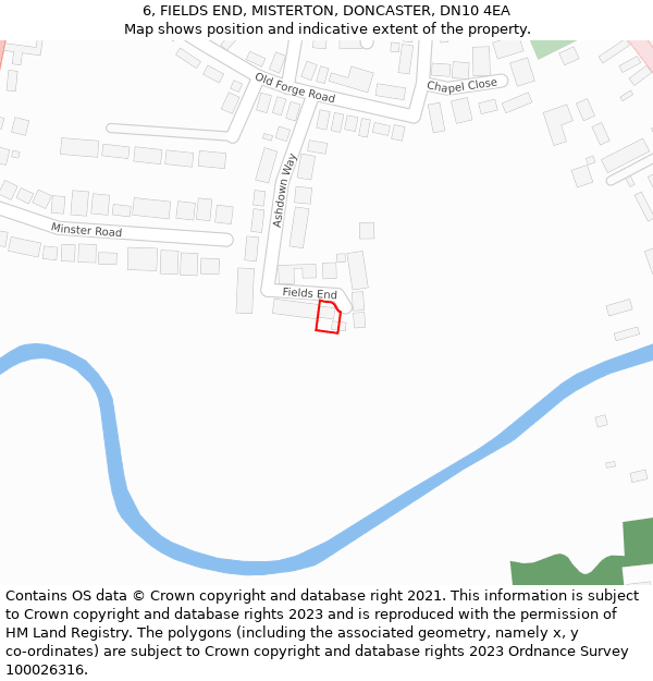 6, FIELDS END, MISTERTON, DONCASTER, DN10 4EA: Location map and indicative extent of plot