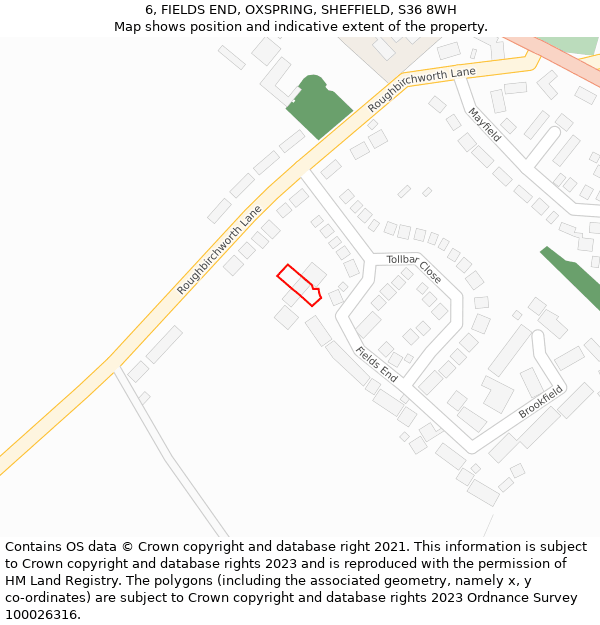 6, FIELDS END, OXSPRING, SHEFFIELD, S36 8WH: Location map and indicative extent of plot