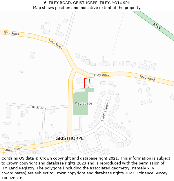 6, FILEY ROAD, GRISTHORPE, FILEY, YO14 9PH: Location map and indicative extent of plot