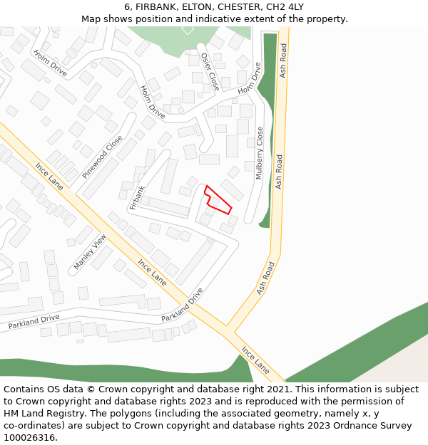 6, FIRBANK, ELTON, CHESTER, CH2 4LY: Location map and indicative extent of plot