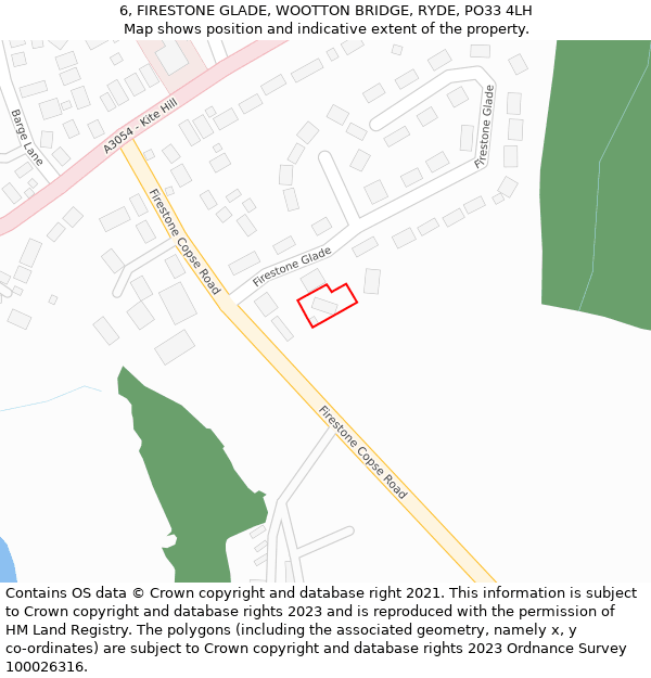 6, FIRESTONE GLADE, WOOTTON BRIDGE, RYDE, PO33 4LH: Location map and indicative extent of plot