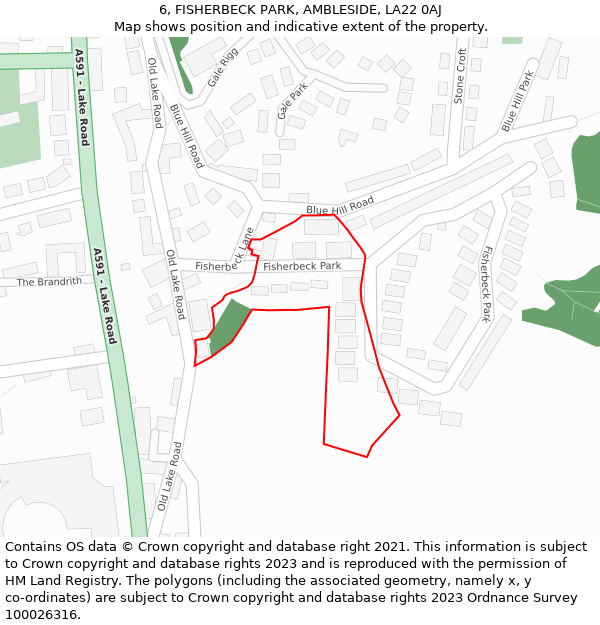 6, FISHERBECK PARK, AMBLESIDE, LA22 0AJ: Location map and indicative extent of plot