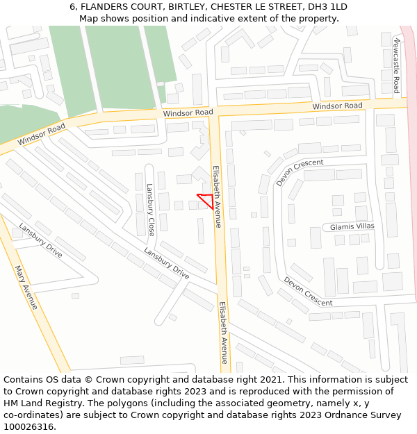 6, FLANDERS COURT, BIRTLEY, CHESTER LE STREET, DH3 1LD: Location map and indicative extent of plot