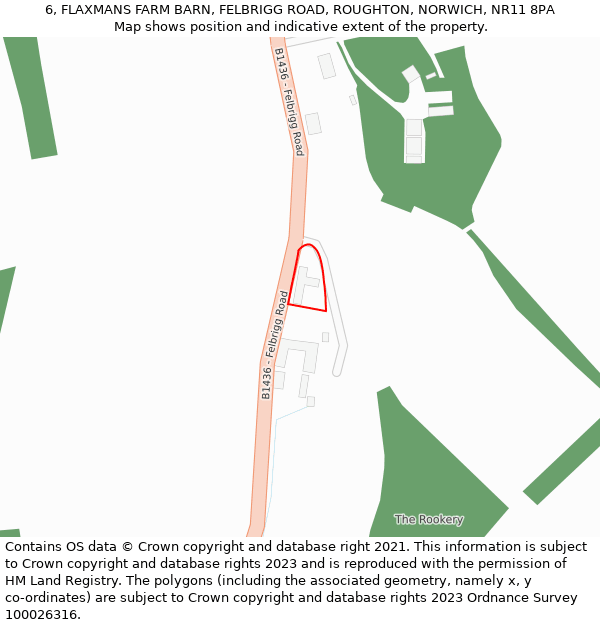 6, FLAXMANS FARM BARN, FELBRIGG ROAD, ROUGHTON, NORWICH, NR11 8PA: Location map and indicative extent of plot