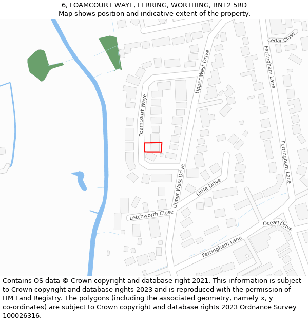 6, FOAMCOURT WAYE, FERRING, WORTHING, BN12 5RD: Location map and indicative extent of plot