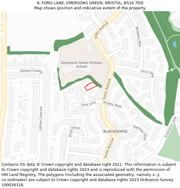 6, FORD LANE, EMERSONS GREEN, BRISTOL, BS16 7DD: Location map and indicative extent of plot