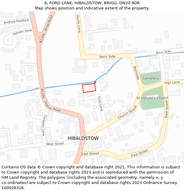 6, FORD LANE, HIBALDSTOW, BRIGG, DN20 9DR: Location map and indicative extent of plot