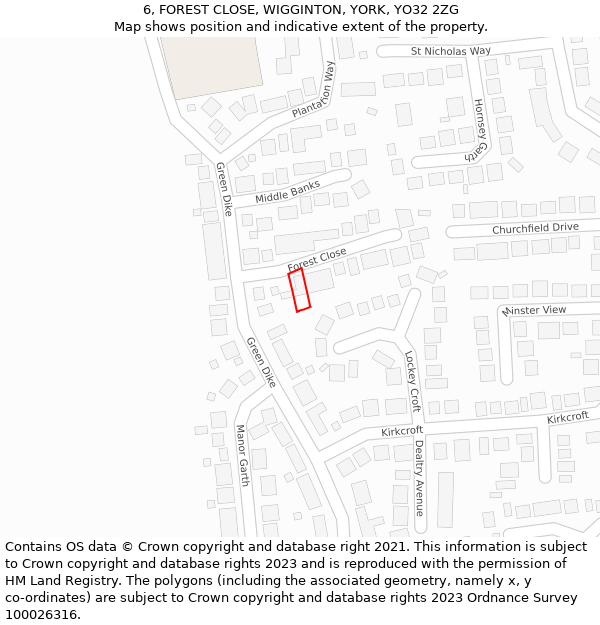 6, FOREST CLOSE, WIGGINTON, YORK, YO32 2ZG: Location map and indicative extent of plot