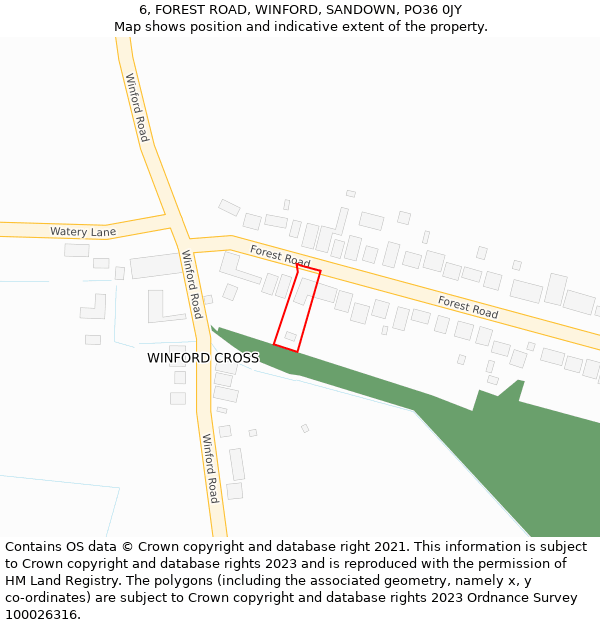 6, FOREST ROAD, WINFORD, SANDOWN, PO36 0JY: Location map and indicative extent of plot