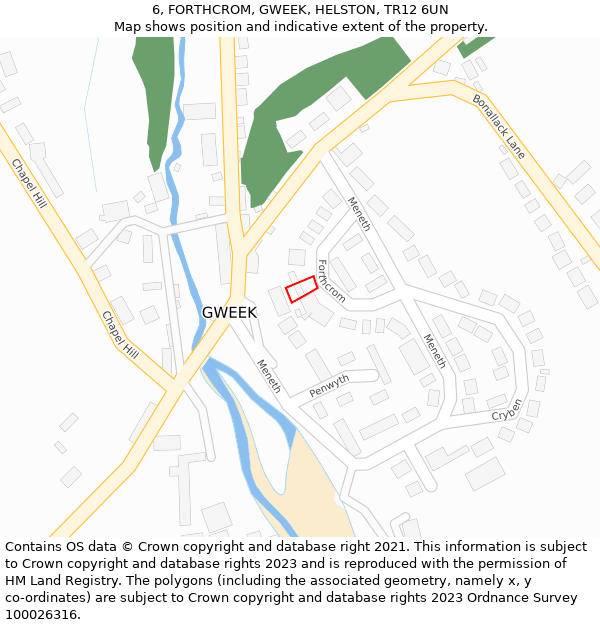 6, FORTHCROM, GWEEK, HELSTON, TR12 6UN: Location map and indicative extent of plot