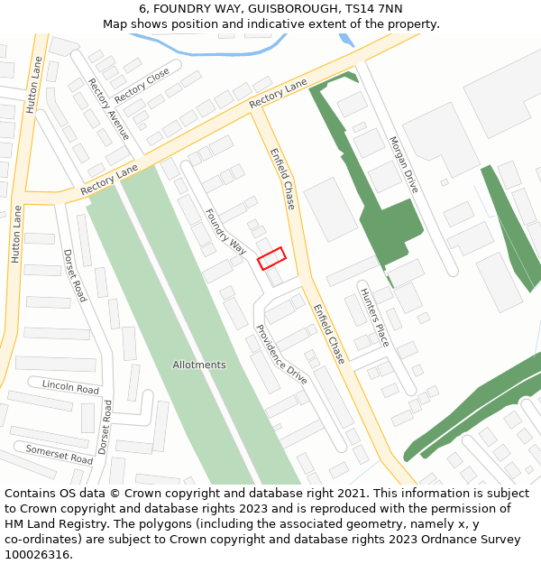 6, FOUNDRY WAY, GUISBOROUGH, TS14 7NN: Location map and indicative extent of plot