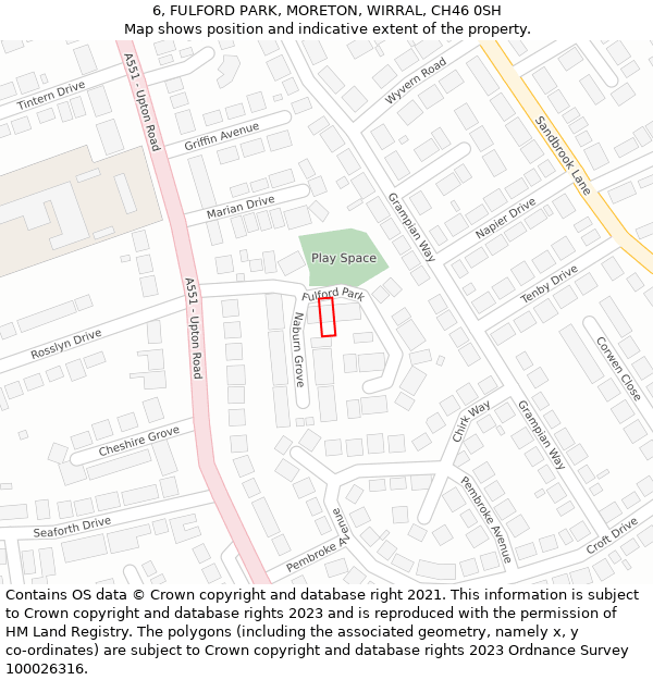 6, FULFORD PARK, MORETON, WIRRAL, CH46 0SH: Location map and indicative extent of plot