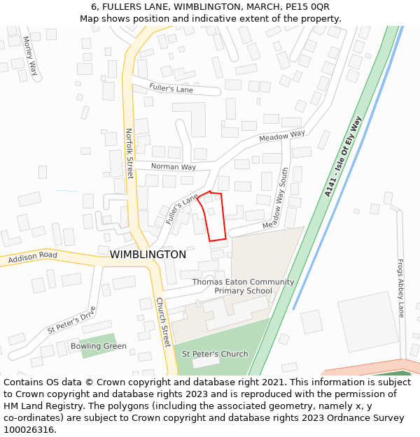 6, FULLERS LANE, WIMBLINGTON, MARCH, PE15 0QR: Location map and indicative extent of plot