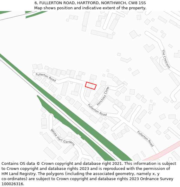 6, FULLERTON ROAD, HARTFORD, NORTHWICH, CW8 1SS: Location map and indicative extent of plot