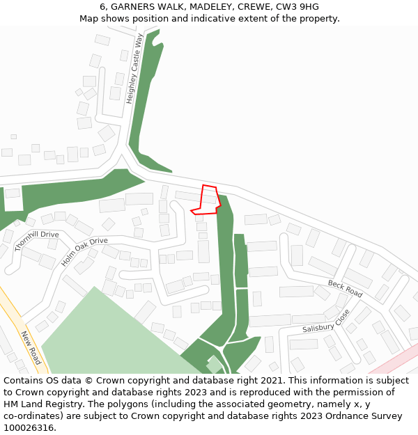 6, GARNERS WALK, MADELEY, CREWE, CW3 9HG: Location map and indicative extent of plot