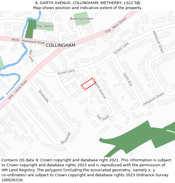 6, GARTH AVENUE, COLLINGHAM, WETHERBY, LS22 5BJ: Location map and indicative extent of plot