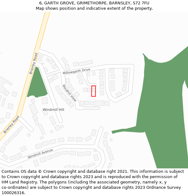 6, GARTH GROVE, GRIMETHORPE, BARNSLEY, S72 7FU: Location map and indicative extent of plot