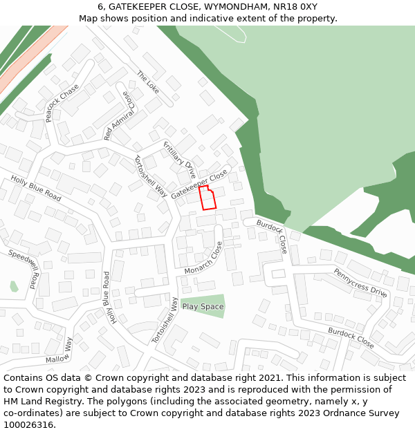 6, GATEKEEPER CLOSE, WYMONDHAM, NR18 0XY: Location map and indicative extent of plot