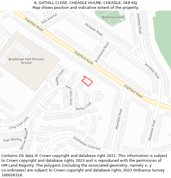 6, GATHILL CLOSE, CHEADLE HULME, CHEADLE, SK8 6SJ: Location map and indicative extent of plot