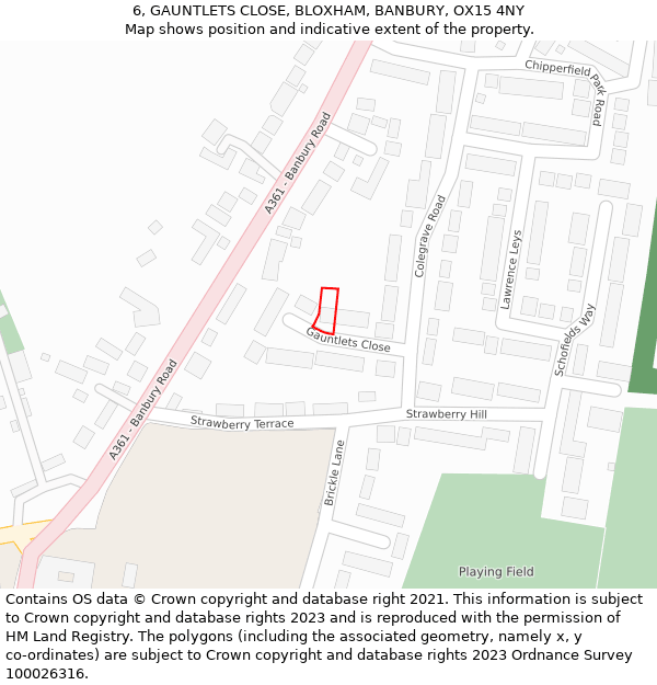 6, GAUNTLETS CLOSE, BLOXHAM, BANBURY, OX15 4NY: Location map and indicative extent of plot