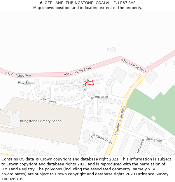 6, GEE LANE, THRINGSTONE, COALVILLE, LE67 8AF: Location map and indicative extent of plot