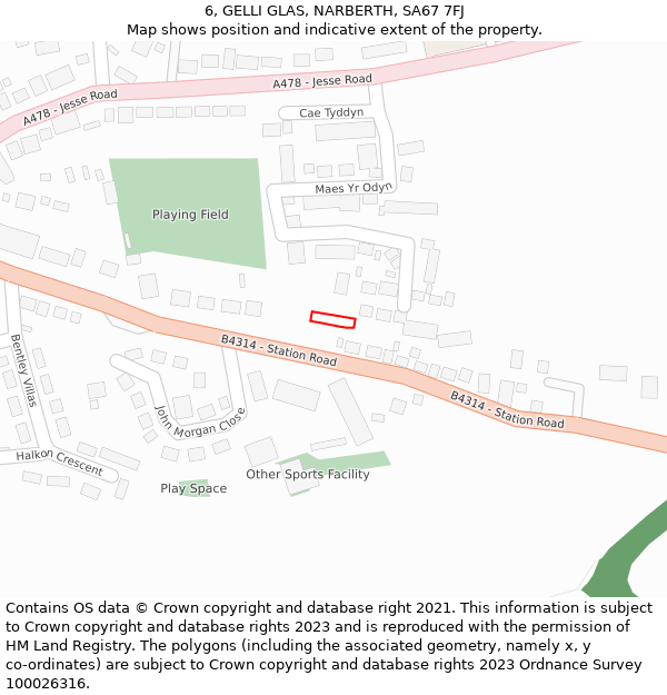 6, GELLI GLAS, NARBERTH, SA67 7FJ: Location map and indicative extent of plot