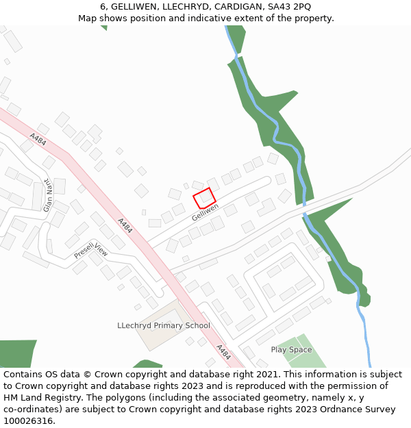 6, GELLIWEN, LLECHRYD, CARDIGAN, SA43 2PQ: Location map and indicative extent of plot