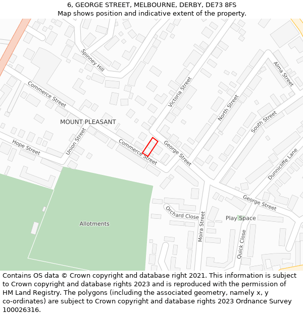 6, GEORGE STREET, MELBOURNE, DERBY, DE73 8FS: Location map and indicative extent of plot