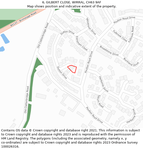 6, GILBERT CLOSE, WIRRAL, CH63 9AF: Location map and indicative extent of plot