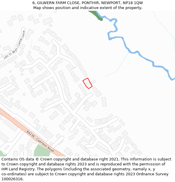 6, GILWERN FARM CLOSE, PONTHIR, NEWPORT, NP18 1QW: Location map and indicative extent of plot