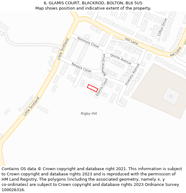 6, GLAMIS COURT, BLACKROD, BOLTON, BL6 5US: Location map and indicative extent of plot