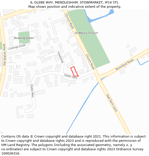 6, GLEBE WAY, MENDLESHAM, STOWMARKET, IP14 5TL: Location map and indicative extent of plot