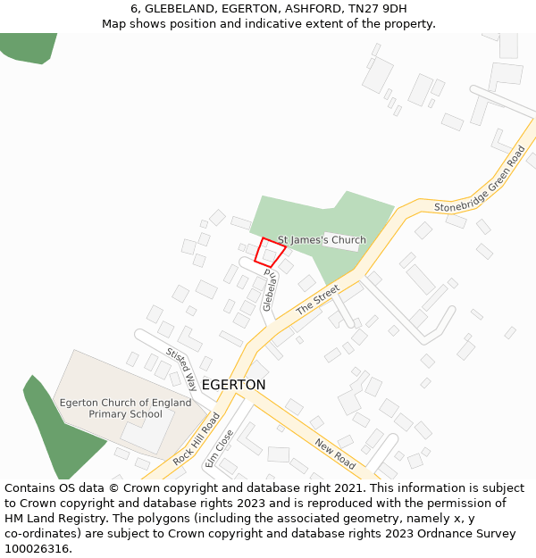 6, GLEBELAND, EGERTON, ASHFORD, TN27 9DH: Location map and indicative extent of plot