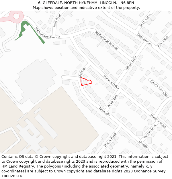 6, GLEEDALE, NORTH HYKEHAM, LINCOLN, LN6 8PN: Location map and indicative extent of plot