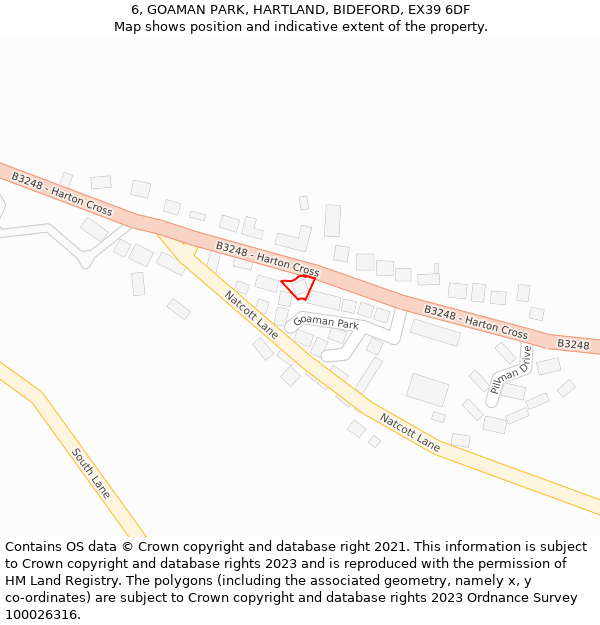 6, GOAMAN PARK, HARTLAND, BIDEFORD, EX39 6DF: Location map and indicative extent of plot