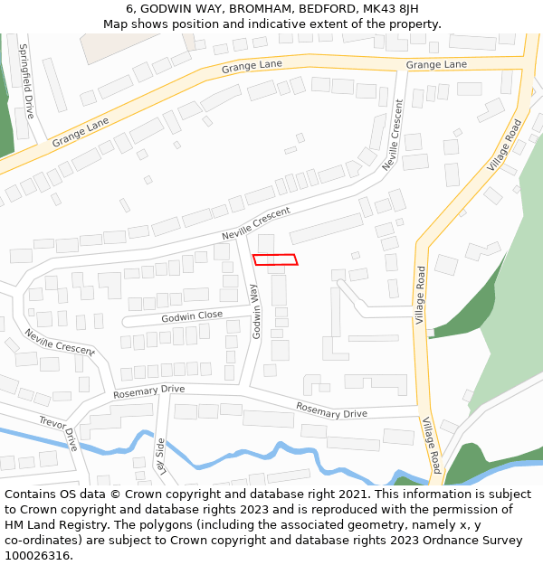 6, GODWIN WAY, BROMHAM, BEDFORD, MK43 8JH: Location map and indicative extent of plot