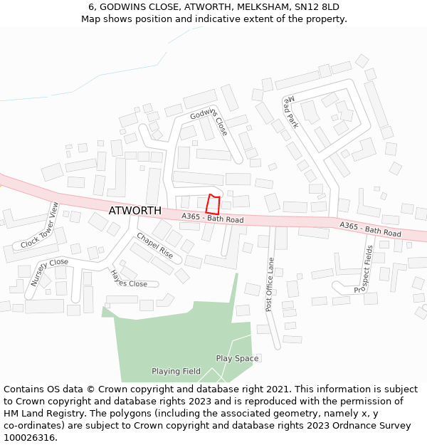 6, GODWINS CLOSE, ATWORTH, MELKSHAM, SN12 8LD: Location map and indicative extent of plot