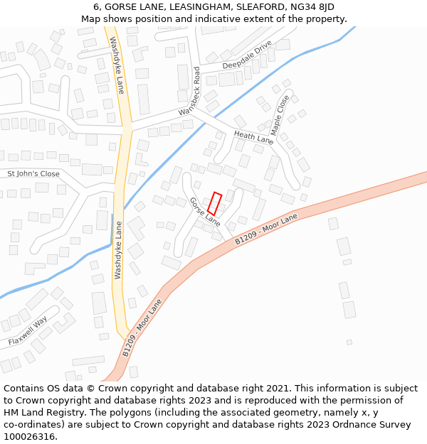 6, GORSE LANE, LEASINGHAM, SLEAFORD, NG34 8JD: Location map and indicative extent of plot