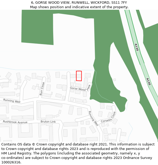 6, GORSE WOOD VIEW, RUNWELL, WICKFORD, SS11 7FY: Location map and indicative extent of plot