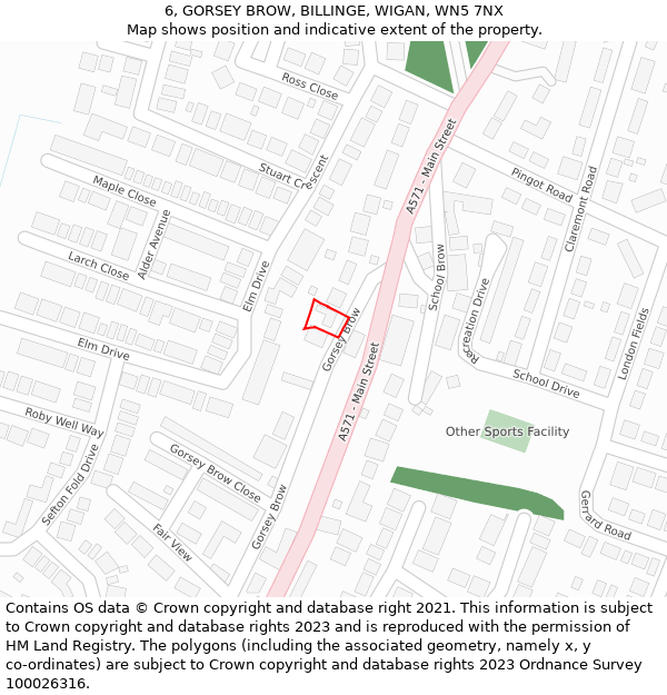 6, GORSEY BROW, BILLINGE, WIGAN, WN5 7NX: Location map and indicative extent of plot