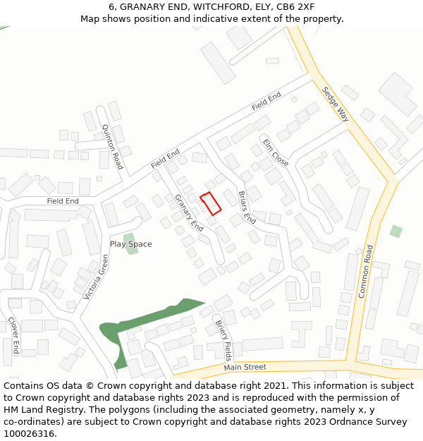 6, GRANARY END, WITCHFORD, ELY, CB6 2XF: Location map and indicative extent of plot