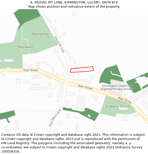 6, GRAVEL PIT LANE, KIRMINGTON, ULCEBY, DN39 6YX: Location map and indicative extent of plot