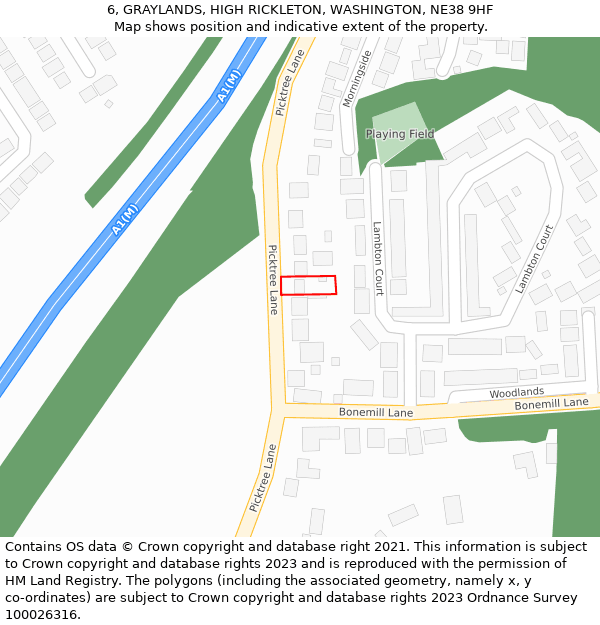 6, GRAYLANDS, HIGH RICKLETON, WASHINGTON, NE38 9HF: Location map and indicative extent of plot